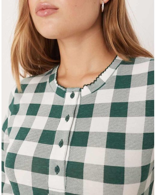 ASOS Green Mix & Match Pajama Henley Tee
