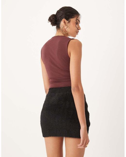 Glamorous Natural Fluffy-Knit Mini-Skirt