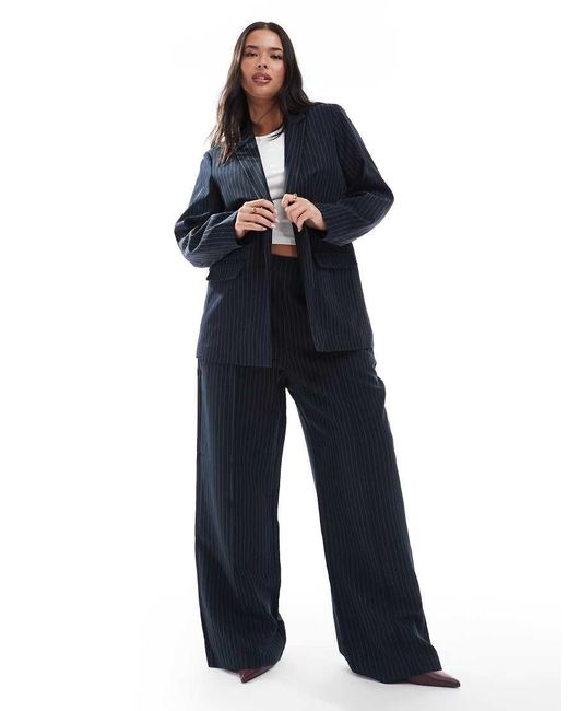 Pieces Plus Blue Pieces Curve Tailored Blazer Co-ord