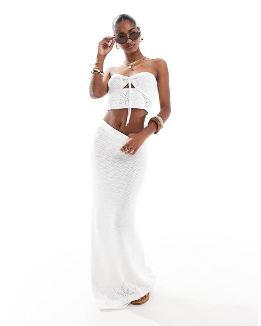 Crop top bandeau d'ensemble 4th & Reckless en coloris White
