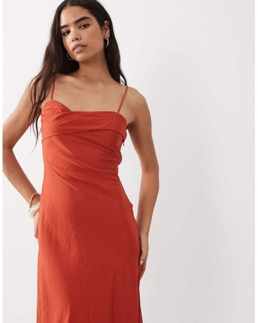 Mango Red Sleeveless Wrap Detail Midi Dress With Open Back Detail