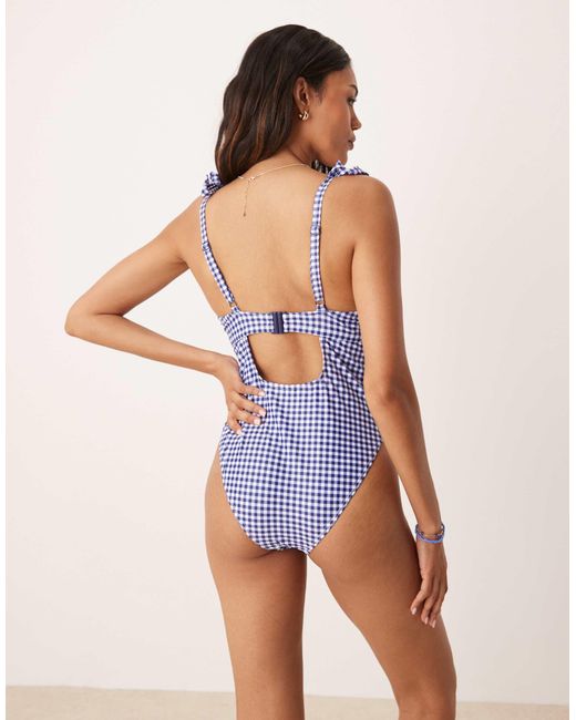 Peek & Beau Blue Swimsuit With Bow Strap Detail
