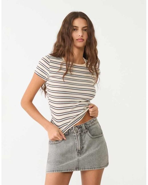Stradivarius Gray D62 Denim Skort