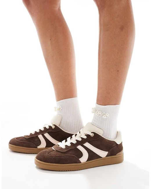 Stradivarius White Gum Sole Leather Trainer