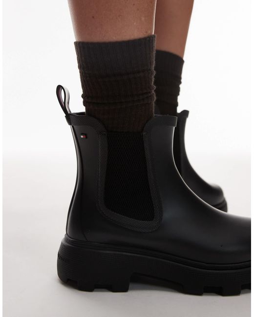 Tommy Hilfiger Black Tommy Hilfiger Flag Logo Gumboots With Lining