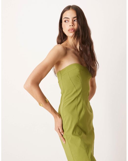 ASOS Green Asos design tall – trägerloses midikleid aus bengaline