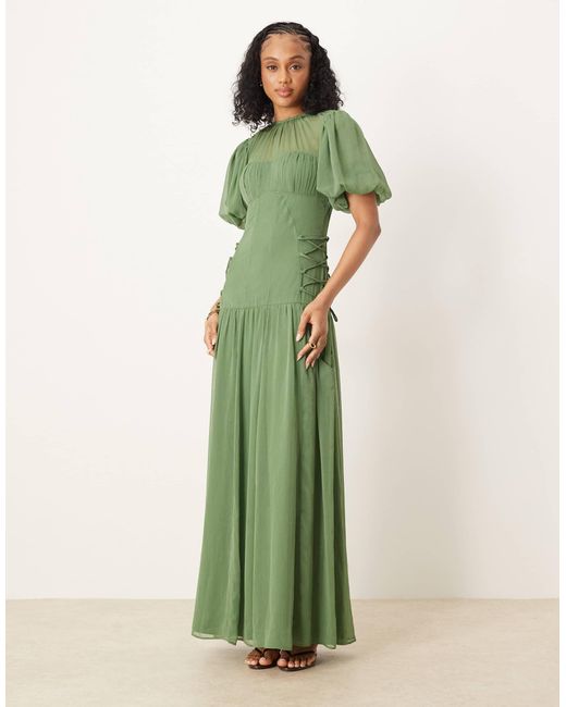 ASOS Green Asos design tall – chiffon-midaxikleid