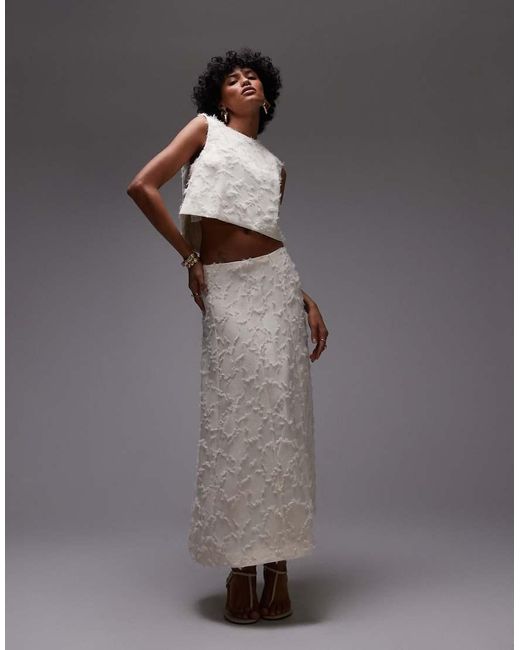 Mango Midi Rok Met Textuur in het Gray