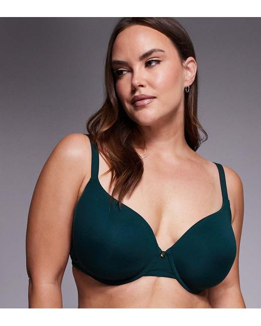 ASOS Green Asos Design Curve Moulded T-shirt Bra With Charm Detail And Embossed Straps