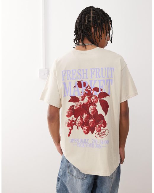 Reclaimed (vintage) – oversize-t-shirt aus baumwolle in White für Herren