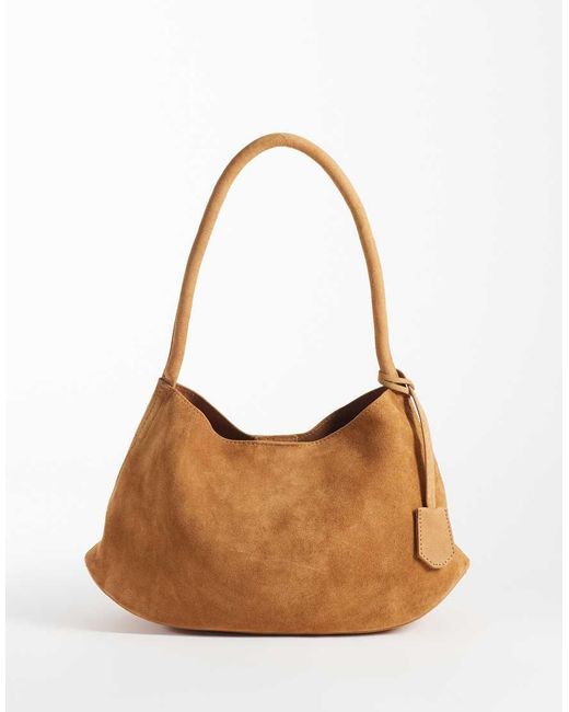 ASOS Brown Suede Shoulder Bag With Internal Pouch