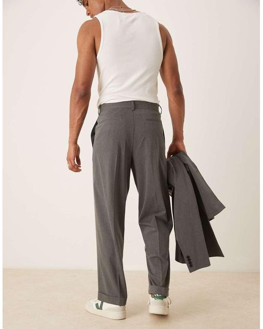 ASOS Gray Wide Leg Suit Trousers for men