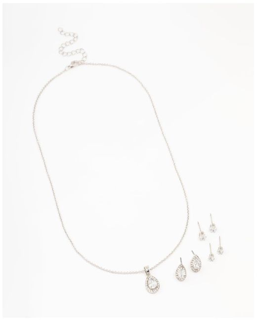 Lovisa Set Met Oorhangers En Ketting Met Peervormige Imitatiediamanten in het Blue