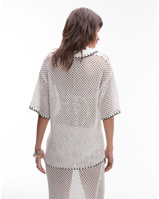 TOPSHOP White Knitted Longline Shirt