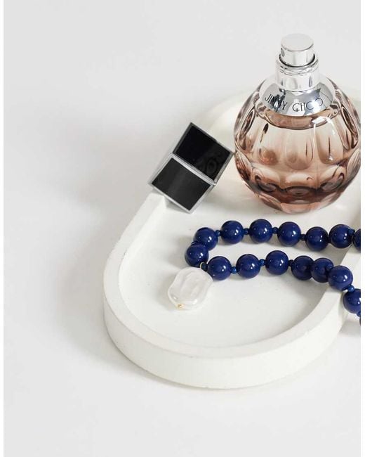 TOPSHOP Blue Marais Beaded Necklace With Pearl Charm