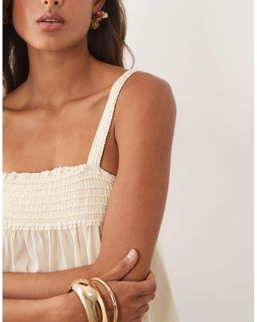 Mango Natural 100% Cotton Ruched Flowy Top