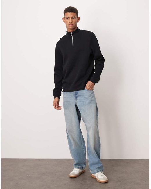 ASOS Black Quarter Zip Sweatshirt for men