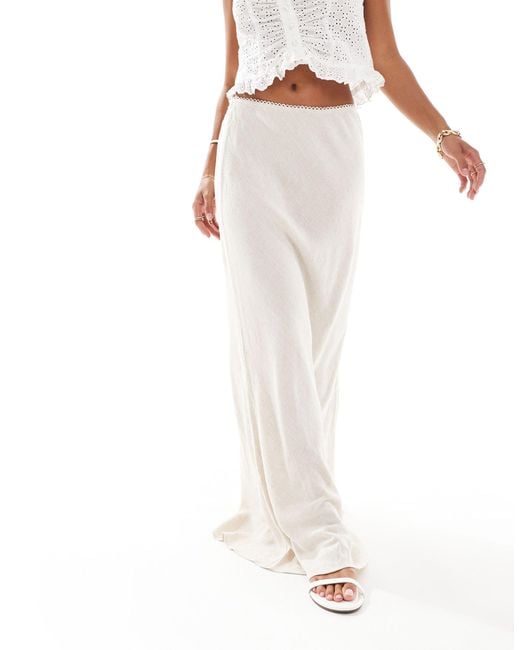 Miss Selfridge White Linen Blend Bias Maxi Skirt