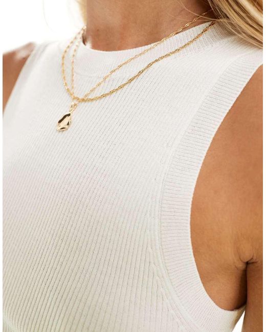 Mango Natural Sleeveless Knitted Racer Vest