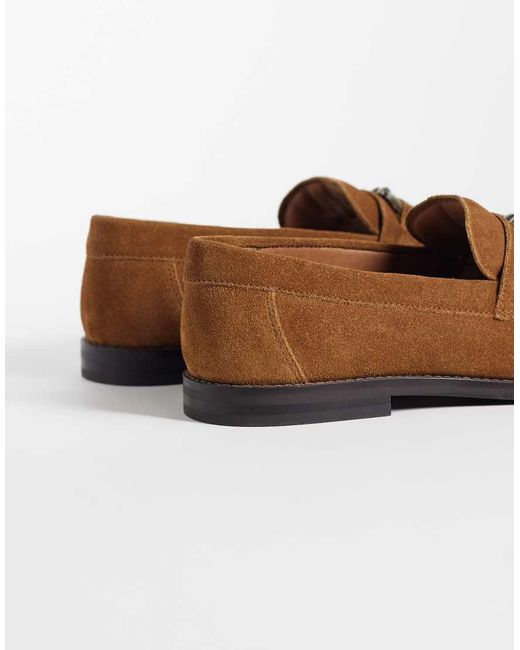 ASOS Brown Loafers With Knotted Snaffle And Ruching for men