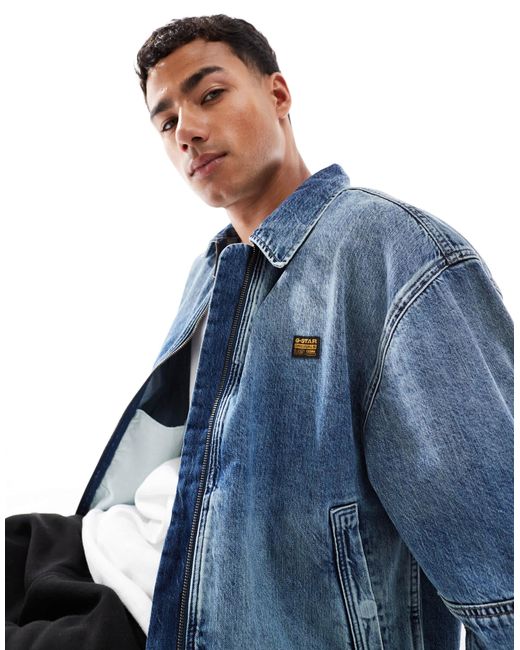 G-Star – coach-jacke aus denim in Blue für Herren
