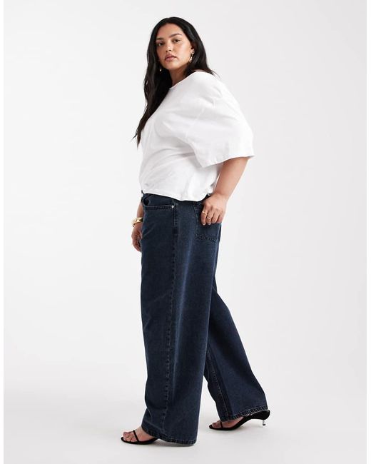 Vaqueros De Pernera Barrel Y Talle Alto De Asos Design Curve-Azul Marino ASOS de color Blue