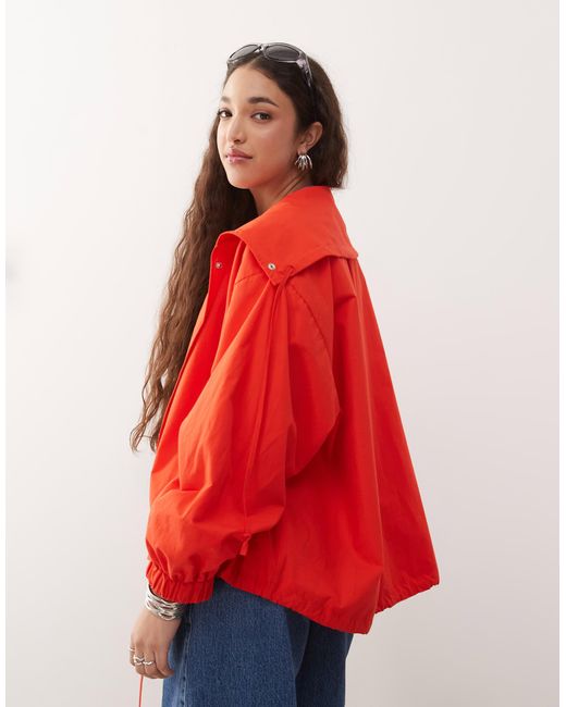 ASOS Red Poplin Shirt Jacket