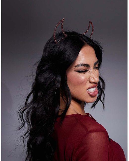 ASOS Red Headband With Crystal Devil Horns
