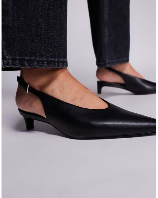 Public Desire Black Saskia Slingback Kitten Heel Shoes