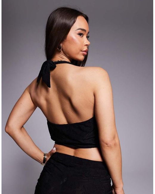Missy Empire Black Double Sculpted Slinky Plunge Cowl Neck Top Co-Ord