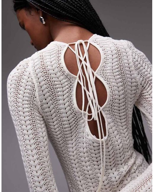 & Other Stories Gehaakte Gebreide Maxi-Jurk Met Gestrikte Open Achterkant in het Gray