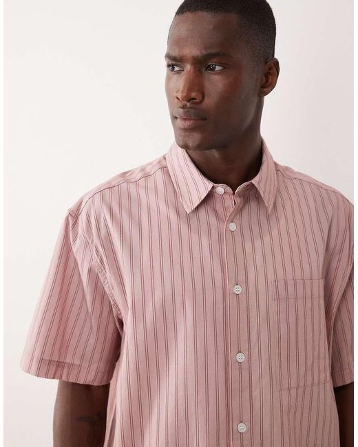ASOS Pink Oversized Stripe Shirt for men