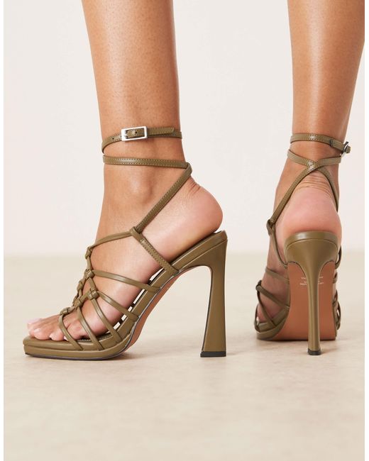 ASOS Natural Note Knotted Detail Caged High Heel Sandals