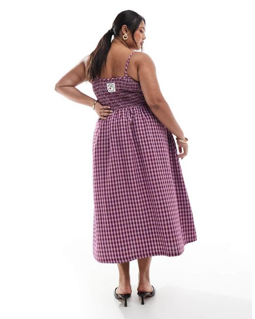 Renee Studio Purple Plus Exclusive Shirred Bow Strap Detail Midi Dress