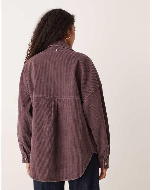 Roxy Red Kick Back Washed Cord Button Down Shirt Jacket