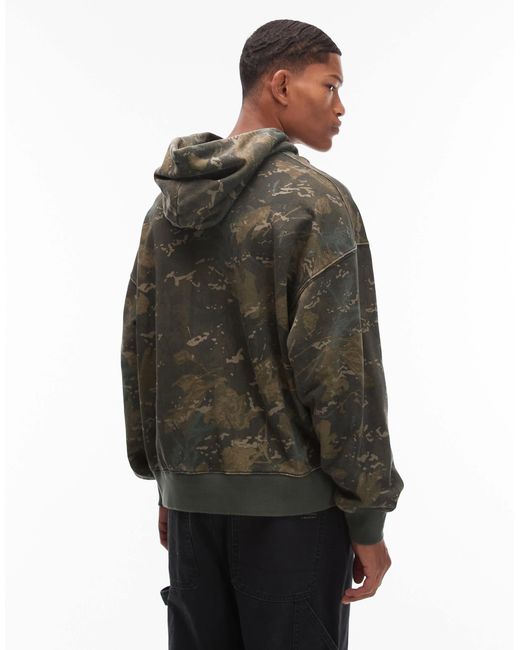 Carhartt – benton – kastiger kapuzenpullover mit em camouflagemuster in Gray für Herren