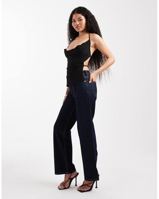 ASOS Blue Asos Design Petite Comfort Stretch Straight Leg Jeans