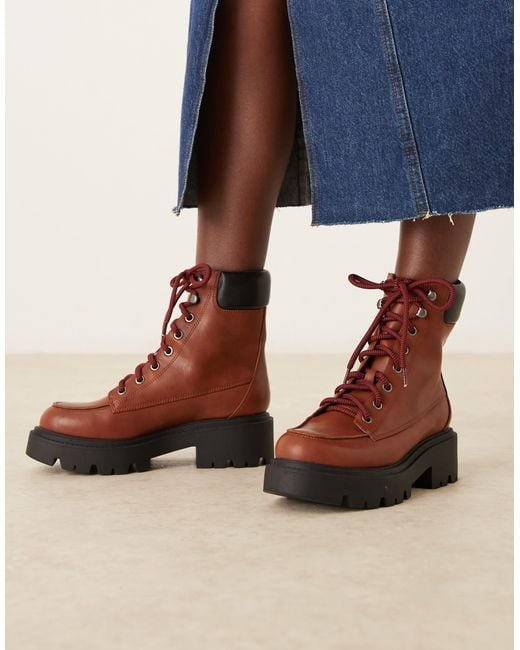 ASOS Blue Author Lace-up Worker Boots