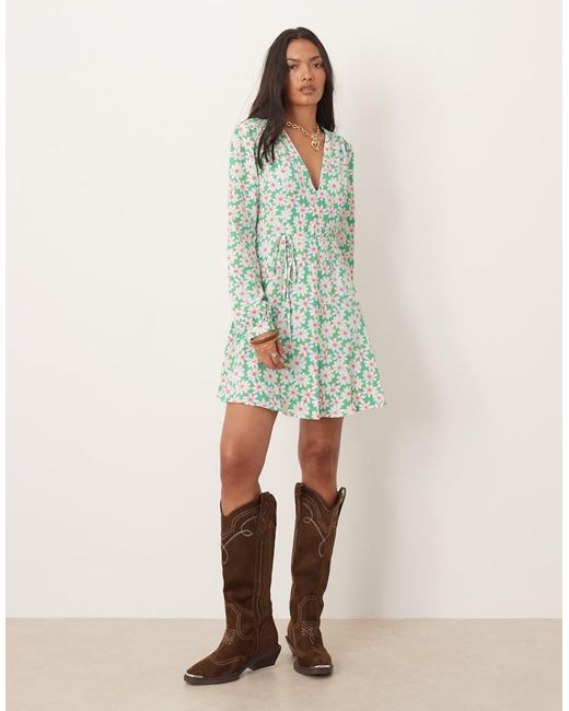 Glamorous Green V Neck Mini Dress