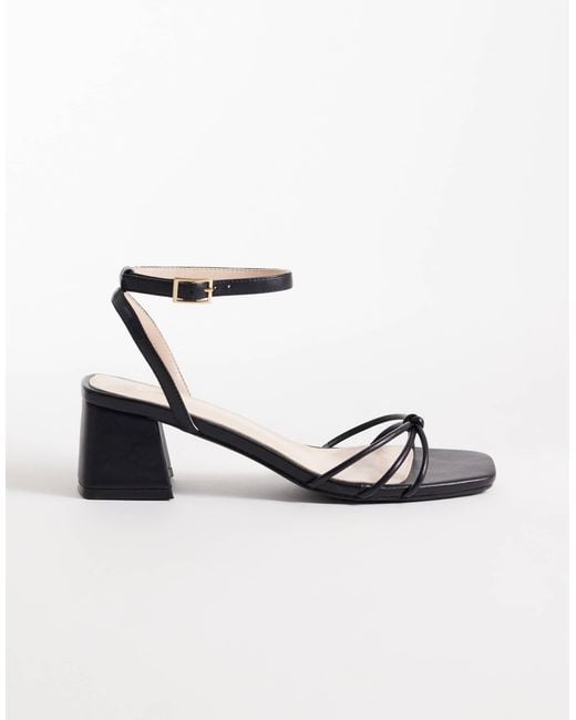 Raid White Evalina Low Block Heeled Sandals