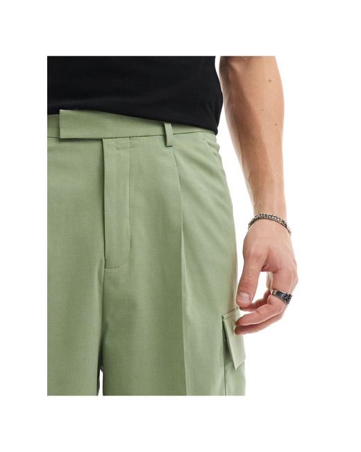 Pantaloncini cargo eleganti kaki di ASOS in Green da Uomo