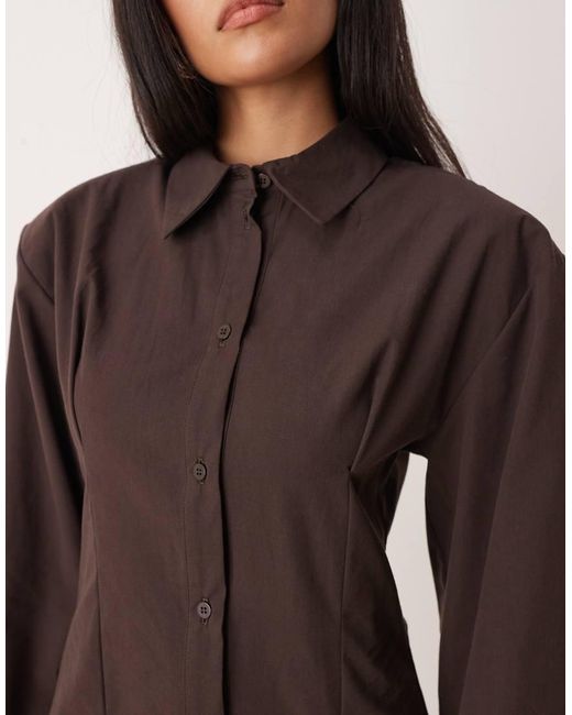 Vestito Corto Stile Camicia Stretto di ASOS in Brown