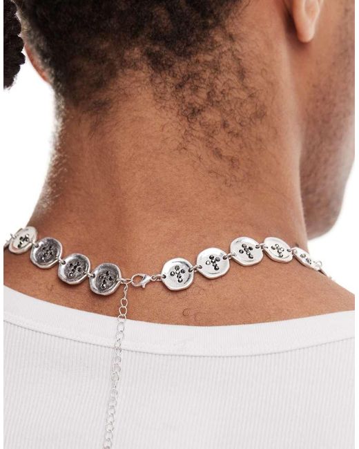 ASOS Brown Molten Button Link Chain Necklace for men