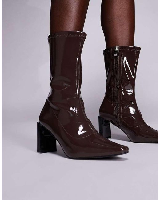 Public Desire Brown Robert Heeled Ankle Boots