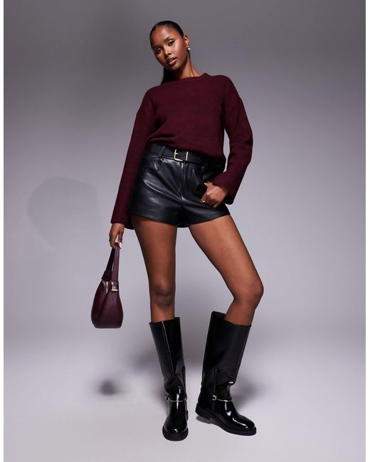 River Island Red Faux Leather Short