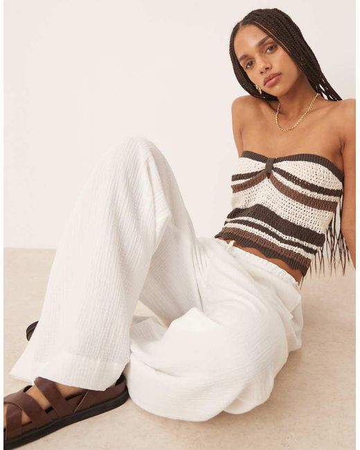 Gina Tricot Natural Co-ord Gauze Relaxed Fit Drawstring Trousers