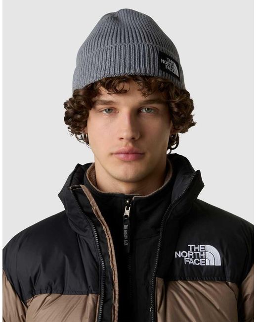 The North Face Gray Tnf Logo Box Cuffed Beanie