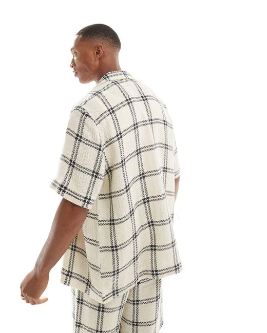 ASOS Gray Co-ord Relaxed Revere Basket Check Shirt for men