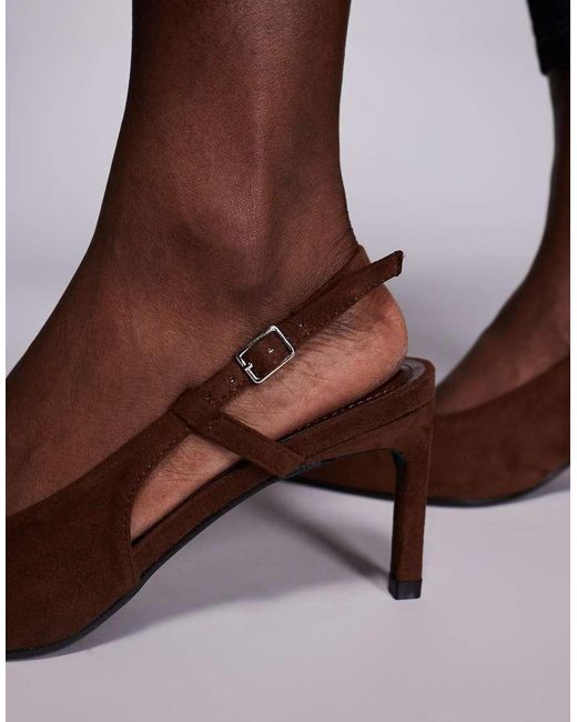 Public Desire Black Sling Back Kitten Heels