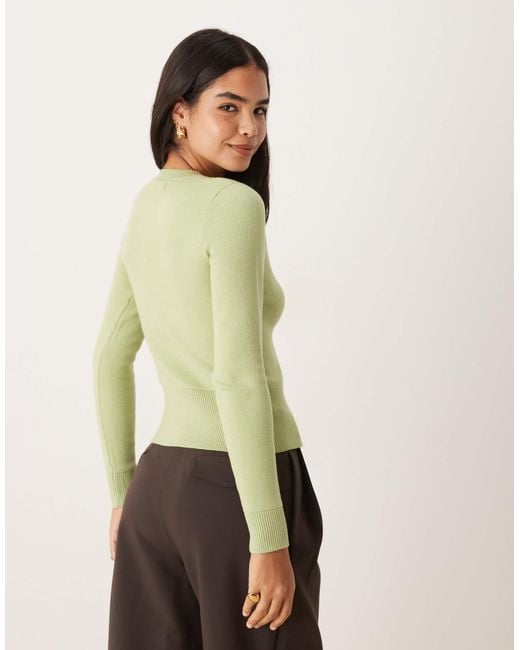 Threadbare Green Button Through Compact Cardigan